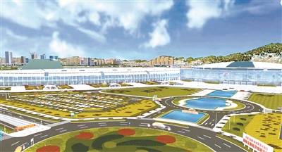 福建省福州市時(shí)空信息公共服務(wù)平臺(tái)匯聚城市建筑、道路、交通等數(shù)據(jù)，打造統(tǒng)一的信息數(shù)據(jù)資源池，用于全市的數(shù)據(jù)共享與服務(wù)。圖為平臺(tái)顯示的福州市海峽會(huì)展中心三維模型底座。（福州市大數(shù)據(jù)發(fā)展委員會(huì)供圖）